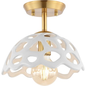 image:imageSAFAVIEH Lighting Collection Eldrid Contemporary WhiteGold Flush Mount LED Bulbs Included
