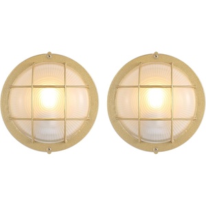 image:imageSAFAVIEH Lighting Collection Elson Modern Gold Outdoor Wall Sconce Set of 2