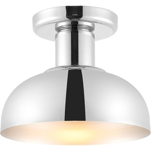 image:imageSAFAVIEH Lighting Collection Helm Brass Flush Mount LED Bulbs IncludedChrome