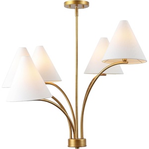 image:imageSAFAVIEH Lighting Collection Johanna Antique Brass 5Light Adjustable Hanging Chandelier Light Fixture LED Bulbs IncludedAntique Gold Painting