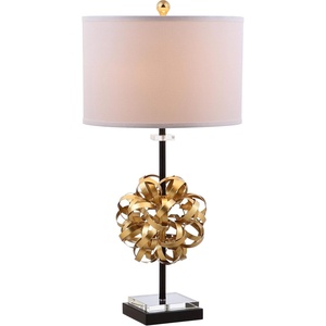 image:imageSAFAVIEH Lighting Collection Lionel Abstract Gold Black Ribbon 30inch Bedroom Living Room Home Office Desk Nightstand Table Lamp Set of 2 LED Bulbs Included