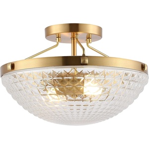 image:imageSAFAVIEH Lighting Collection Nienna Art Deco ClearGold Flush Mount LED Bulbs Included