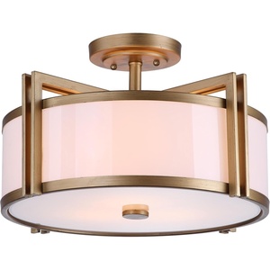 image:imageSAFAVIEH Lighting Collection Orb Antique Gold 17inch Diameter Semi Flush Mount Ceiling Light Fixture LED Bulbs IncludedGold