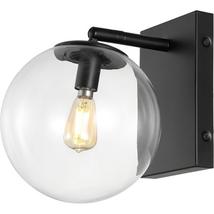 image:imageSAFAVIEH Lighting Collection Seoul Modern GoldClear Glass Globe Shade Wall Sconce Set of 2 Light Fixture Ideal for Bathroom Entryway Vanity Foyer Hallway Living Room LED Bulbs IncludedBlack