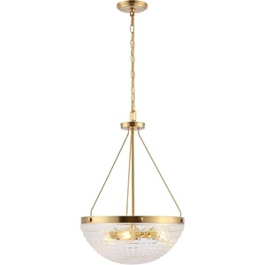 image:imageSAFAVIEH Lighting Collection Thorin Art Deco Brass Gold 3Light 17inch Pendant Chandelier