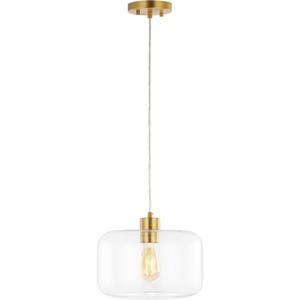 image:imageSAFAVIEH Lighting Collection Warden Contemporary GoldClear 11inch Pendant