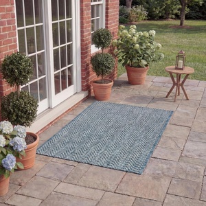 image:imageSAFAVIEH Outdoor Square Rug 9  Courtyard Collection  Large Coastal Design Black amp Beige Durable amp Easy Cleaning Ideal for Patio Entryway Mudroom CY802236621NavyGrey