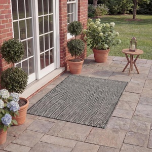 image:imageSAFAVIEH Outdoor Square Rug 9  Courtyard Collection  Large Coastal Design Black amp Beige Durable amp Easy Cleaning Ideal for Patio Entryway Mudroom CY802236621BlackBeige