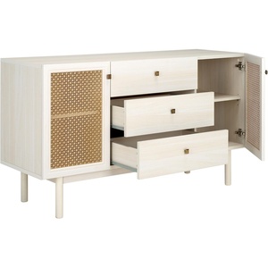image:imageSAFAVIEH Piran TV Stand for up to 60 Flatscreen  Walnut amp Gold 2 Doors with Interior Storage 3 Drawers Sideboard Entertainment Media Console MED9631ABleached WhiteGold