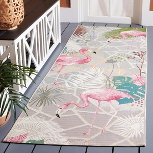 image:imageSAFAVIEH Washable Rug Outdoor Barbados Collection  53 x 76 Grey amp Pink NonShedding amp Easy to Clean Ideal for Patio Backyard Mudroom BAR551FGreyPink