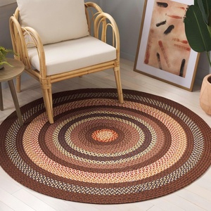 image:imageSAFAVIEH Washable Rug Outdoor Braided Collection  8 Round Brown amp Multi Handmade amp Reversible NonShedding amp Easy to Clean Ideal for Patio Backyard Mudroom BRD313ABrownLight Brown