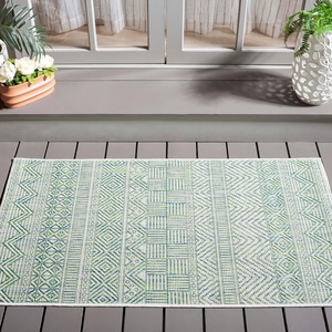 image:imageSAFAVIEH Washable Rug Outdoor Courtyard Collection  53 x 77 Grey amp Teal NonShedding amp Easy Cleaning Ideal for Patio Backyard Mudroom CY819637212BeigeGreen