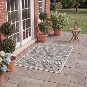 image:imageSAFAVIEH Washable Rug Outdoor Courtyard Collection  53 x 77 Grey amp Teal NonShedding amp Easy Cleaning Ideal for Patio Backyard Mudroom CY819637212IvoryBlack