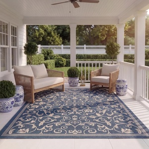 image:imageSAFAVIEH Washable Rug Outdoor Courtyard Collection  8 x 11 Navy amp Beige NonShedding amp Easy Cleaning Ideal for Patio Backyard Mudroom CY2098268