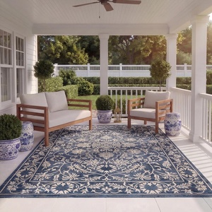 image:imageSAFAVIEH Washable Rug Outdoor Courtyard Collection  8 x 11 Navy amp Beige NonShedding amp Easy to Clean Ideal for Patio Backyard Deck Outdoor Dining Poolside CY659625821NavyBeige