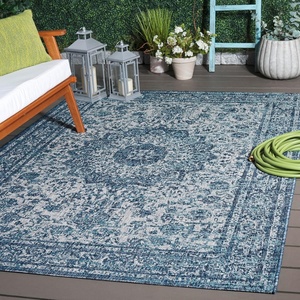 image:imageSAFAVIEH Washable Rug Outdoor Courtyard Collection  8 x 11 Navy amp Grey NonShedding amp Easy to Clean Ideal for Patio Backyard Deck Outdoor Dining Poolside CY833435821NavyGrey