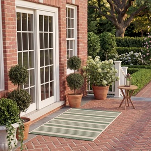 image:imageSAFAVIEH Washable Rug Outdoor Courtyard Collection  9 x 12 Navy amp Beige NonShedding amp Easy Cleaning Ideal for Patio Backyard Mudroom CY6062268BeigeDark Green