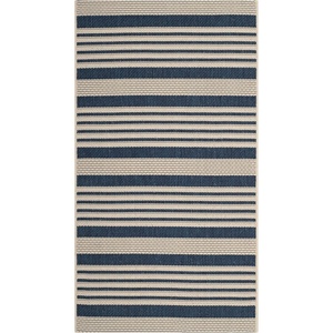 image:imageSAFAVIEH Washable Rug Outdoor Courtyard Collection  9 x 12 Navy amp Beige NonShedding amp Easy Cleaning Ideal for Patio Backyard Mudroom CY6062268NavyBeige