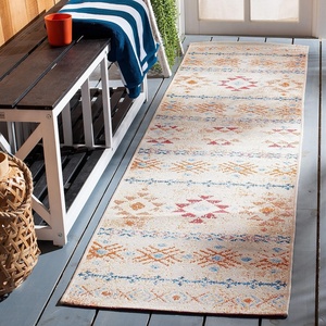 image:imageSAFAVIEH Washable Rug Outdoor Summer Collection  53 x 76 Ivory amp Red NonShedding amp Easy to Clean Ideal for Patio Backyard Mudroom SMR420AIvoryRed