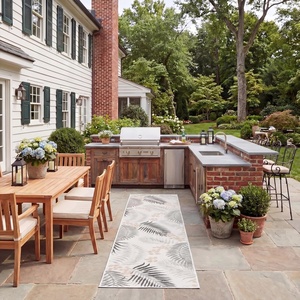 image:imageSAFAVIEH Washable Rug Outdoor Sunrise Collection  8 x 10 Ivory amp Blue Gold NonShedding amp Easy to Clean Ideal for Patio Backyard Mudroom SUN675AIvoryGrey Black
