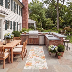 image:imageSAFAVIEH Washable Rug Outdoor Sunrise Collection  8 x 10 Ivory amp Grey Gold NonShedding amp Easy to Clean Ideal for Patio Backyard Mudroom SUN671BIvoryRust Sage
