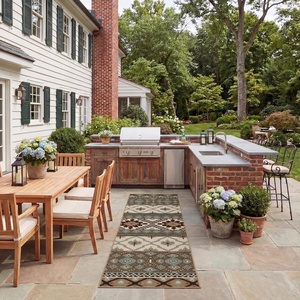image:imageSAFAVIEH Washable Rug Outdoor Veranda Collection  8 x 11 Beige amp Grey NonShedding amp Easy to Clean Ideal for Patio Backyard Mudroom VER0973413CremeBrown