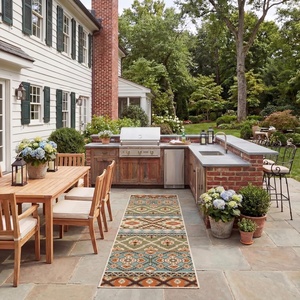 image:imageSAFAVIEH Washable Rug Outdoor Veranda Collection  8 x 11 Beige amp Grey NonShedding amp Easy to Clean Ideal for Patio Backyard Mudroom VER0973413GreenTerracotta