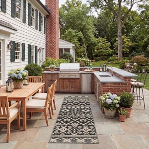 image:imageSAFAVIEH Washable Rug Outdoor Veranda Collection  8 x 11 Beige amp Grey NonShedding amp Easy to Clean Ideal for Patio Backyard Mudroom VER0973413GreyBeige