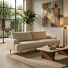 image:imageSAFAVIEH Couture  Nikolai Sofa  MidCentury Modern Style  Taupe Chenille Upholstery  Ideal for Living Room Family Room 894 W x 37 D x 346 H SFV6122ATaupe