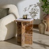 image:imageSAFAVIEH Couture Collection  Adriano Brown amp Beige Marble Square Accent Table Fully Assembled Stone Side Table SFV5767ABrownBeige