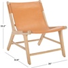 image:imageSAFAVIEH Couture Collection  Alanarose Tan amp Natural Solid Teak Wood Accent Chair Modern Sling Style Leather Seat Fully Assembled SFV1903DTanNatural