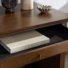 image:imageSAFAVIEH Couture Collection  Francesco Natural Wood 4Drawer Desk with Black Accents Modern Writing Table with Storage SFV4239BWalnutBrass
