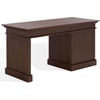 image:imageSAFAVIEH Couture Collection  Francesco Natural Wood 4Drawer Desk with Black Accents Modern Writing Table with Storage SFV4239BWalnutBrass