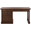 image:imageSAFAVIEH Couture Collection  Francesco Natural Wood 4Drawer Desk with Black Accents Modern Writing Table with Storage SFV4239BWalnutBrass