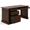 image:imageSAFAVIEH Couture Collection  Francesco Natural Wood 4Drawer Desk with Black Accents Modern Writing Table with Storage SFV4239BWalnutBrass