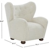 image:imageSAFAVIEH Couture Collection  Galloway Taupe Chenille Wingback Accent Chair Upholstered Lounge Seating SFV5139ETaupeWalnut