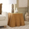 image:imageSAFAVIEH Couture Collection  Hylda Natural Rattan Accent Table Square Design with Glass Top Boho Coastal Style Fully Assembled CWK3010ANatural