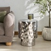 image:imageSAFAVIEH Couture Collection  Janalee Chrome Hammered Steel Accent Table Round Side Table Sculptural Modern Design Fully Assembled SFV7912ACharcoal