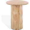 image:imageSAFAVIEH Couture Collection  Jenna Mira Travertine Top Accent Table Modern Style Sculptural Wood Base Fully Assembled SFV5780ANaturalTravertine