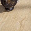 image:imageSAFAVIEH Couture Collection  Jenna Mira Travertine Top Accent Table Modern Style Sculptural Wood Base Fully Assembled SFV5780ANaturalTravertine