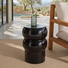 image:imageSAFAVIEH Couture Collection  Joy Rosa White Concrete Accent Table Contemporary Sculptural Side Table High Gloss Finish Fully Assembled SFV2620BBlack