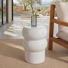 image:imageSAFAVIEH Couture Collection  Joy Rosa White Concrete Accent Table Contemporary Sculptural Side Table High Gloss Finish Fully Assembled SFV2620BWhite