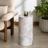 image:imageSAFAVIEH Couture Collection  Leah Bryanna White Marble Accent Table Round Drink Table Sculptural Pedestal Design SFV9750AWhite