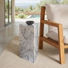 image:imageSAFAVIEH Couture Collection  Leah Bryanna White amp Brown Marble Accent Table Triangle Top Drink Table Sculptural Pedestal Design SFV9751BWhite