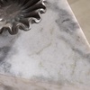 image:imageSAFAVIEH Couture Collection  Leah Bryanna White amp Brown Marble Accent Table Triangle Top Drink Table Sculptural Pedestal Design SFV9751BWhite