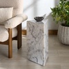 image:imageSAFAVIEH Couture Collection  Leah Bryanna White amp Brown Marble Accent Table Triangle Top Drink Table Sculptural Pedestal Design SFV9751BWhite