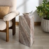 image:imageSAFAVIEH Couture Collection  Leah Bryanna White amp Brown Marble Accent Table Triangle Top Drink Table Sculptural Pedestal Design SFV9751BWhiteBrown