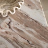 image:imageSAFAVIEH Couture Collection  Leah Bryanna White amp Brown Marble Accent Table Triangle Top Drink Table Sculptural Pedestal Design SFV9751BWhiteBrown
