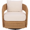 image:imageSAFAVIEH Couture Collection  Leanna Natural Rattan Swivel Accent Chair with White Cushion Fully Assembled Woven Barrel Chair for Living Room Bedroom or Home Office CWK3026ANaturalWhite
