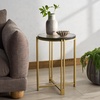 image:imageSAFAVIEH Couture Collection  Levitt Cast Glass Top Accent Table Sculptural Modern Side Table Brass Finish Base Fully Assembled SFV7916ABrassClear